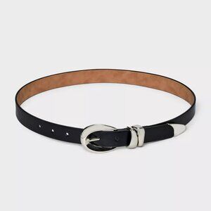 Women's Organic Silver Buckle Belt - Black